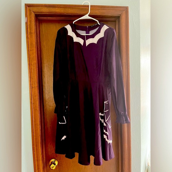 Spooky Season Halloween Purple Bat Dress-XL - Picture 4 of 6